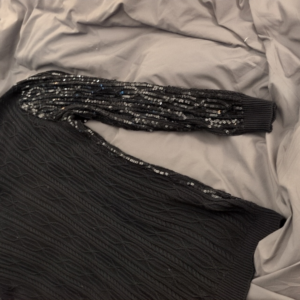 Nwot INC International Concepts Black and Silver V-Neck Sweater Size 1x - Picture 11 of 12